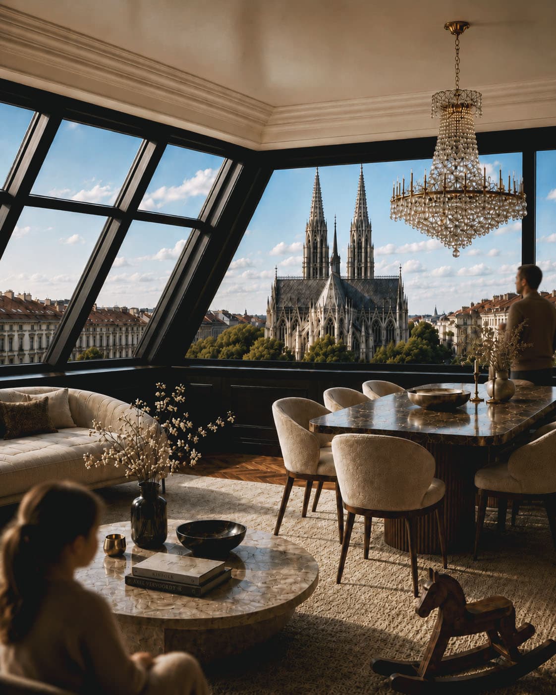 Wohnzimmer mit Blick auf die Votivkirche