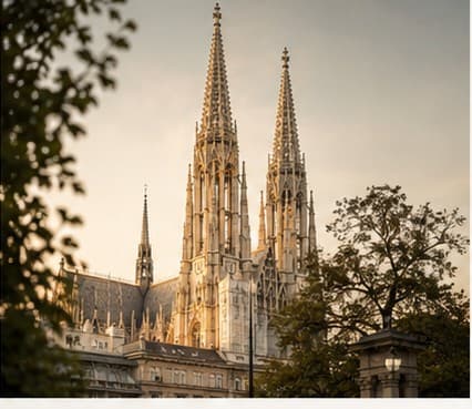 Votivkirche in warmem Abendlicht